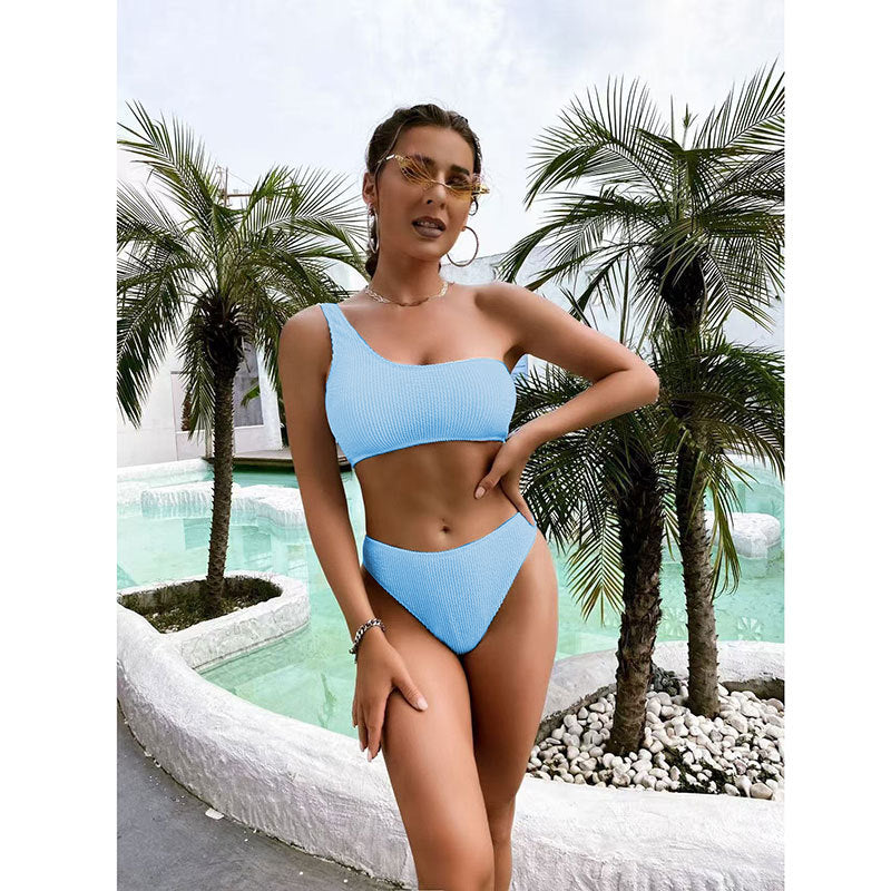 Damen Einseitiger Bikini mit strukturiertem Oberteil Drune
