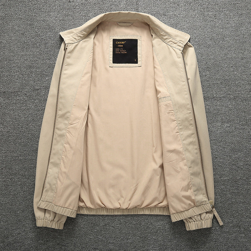 Herren Leichte Harrington-Jacke mit Reißverschluss, Stehkragen und elastischen Bündchen Drune