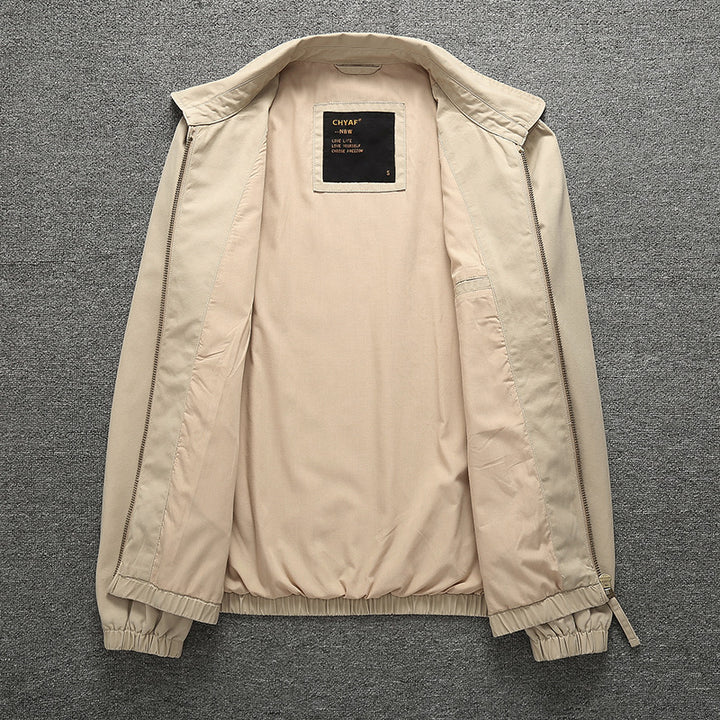 Herren Leichte Harrington-Jacke mit Reißverschluss, Stehkragen und elastischen Bündchen Drune