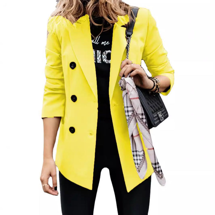 Damen eleganter taillierter Blazer mit doppelter Knopfleiste Drune