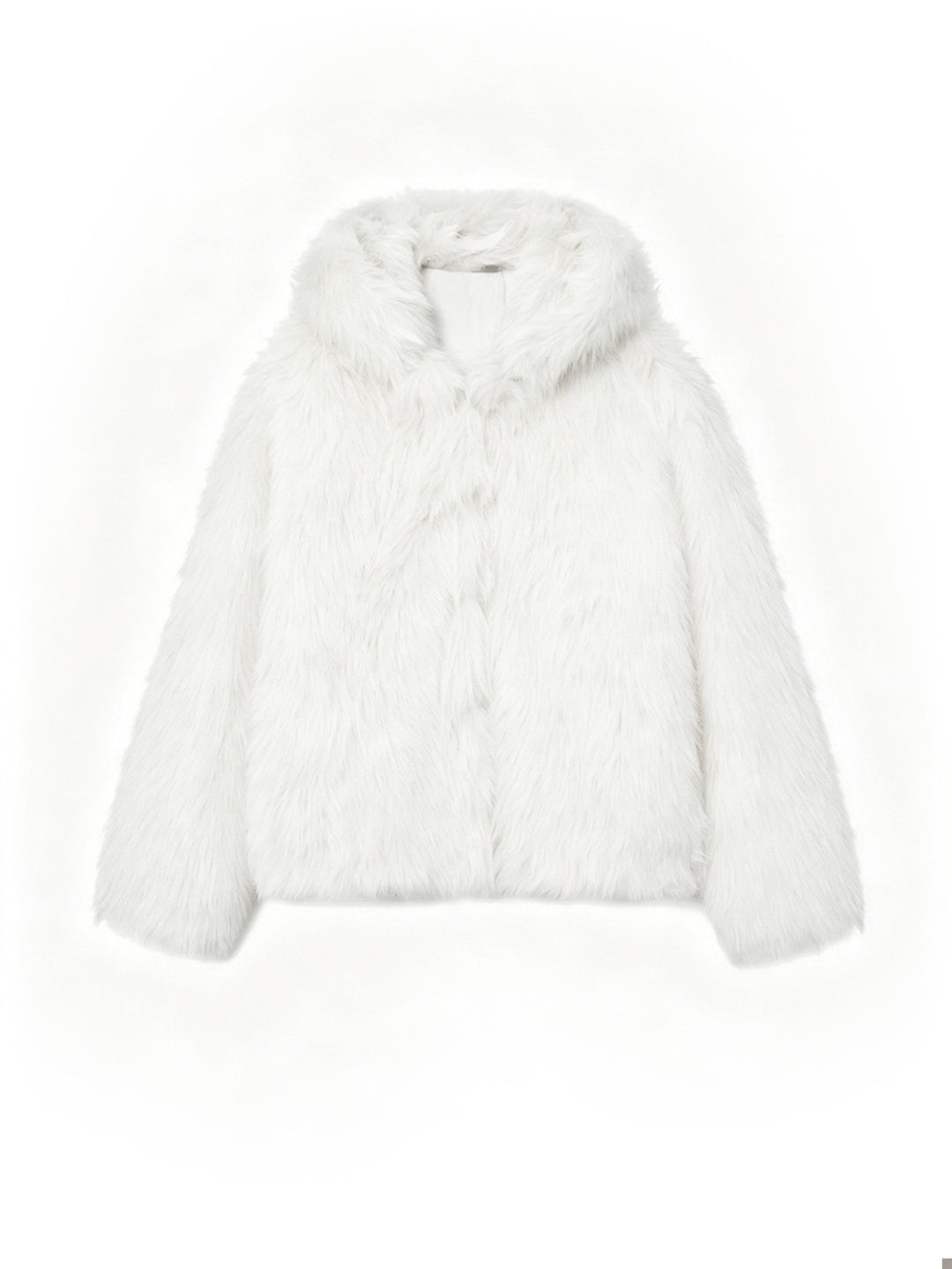 Damen Kurzblouson aus langfaserigem Shaggy‑Faux‑Fur mit hohem Schalkragen und klarer Boxy‑Silhouette Drune