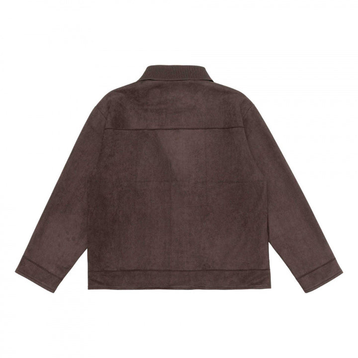 Unisex Boxy-Übergangsjacke mit Veloursstruktur, Hemdkragen und diagonalen Eingrifftaschen Drune