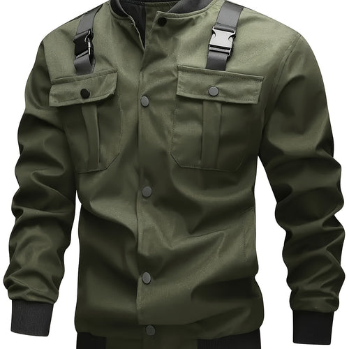 Herren Camouflage-Bomberjacke im Utility-Stil mit Brusttaschen, Schultergurten und Rippbündchen Drune
