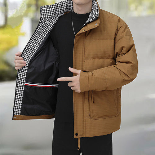 Herren Wattierte Steppjacke mit Hahnentritt-Innenfutter und verstellbarem Saum Drune