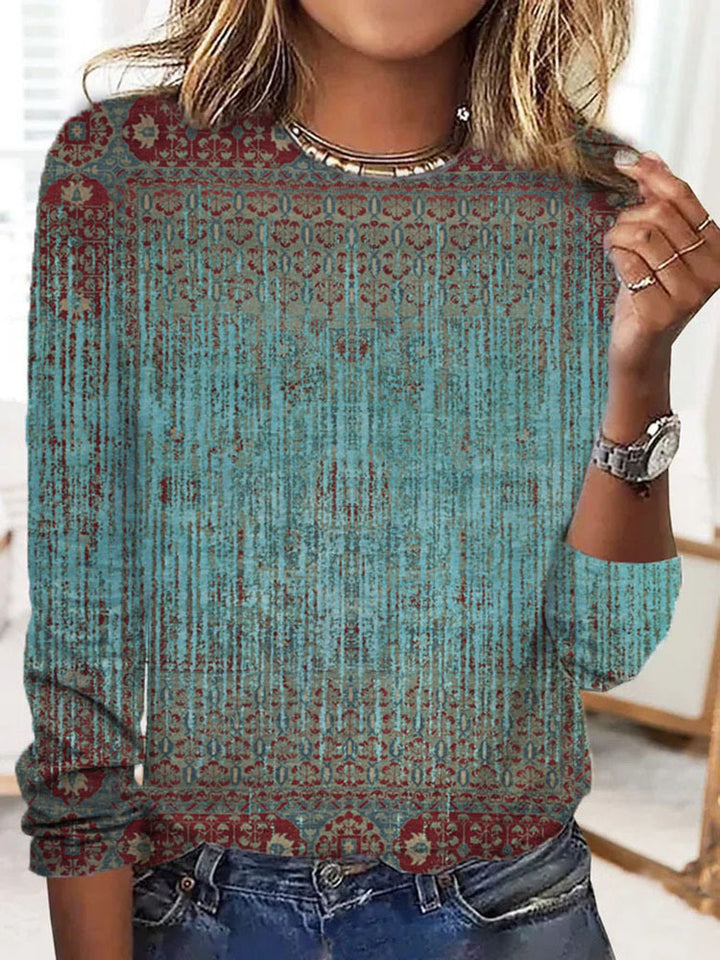 Damen Langärmeliges Oversize-Sweatshirt mit abstraktem Aquarell-Mosaikprint Drune