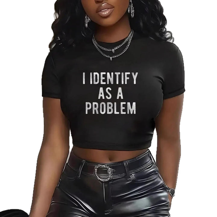 Damen Crop-T-Shirt mit kreativem Spruch und modernem Schnitt Drune