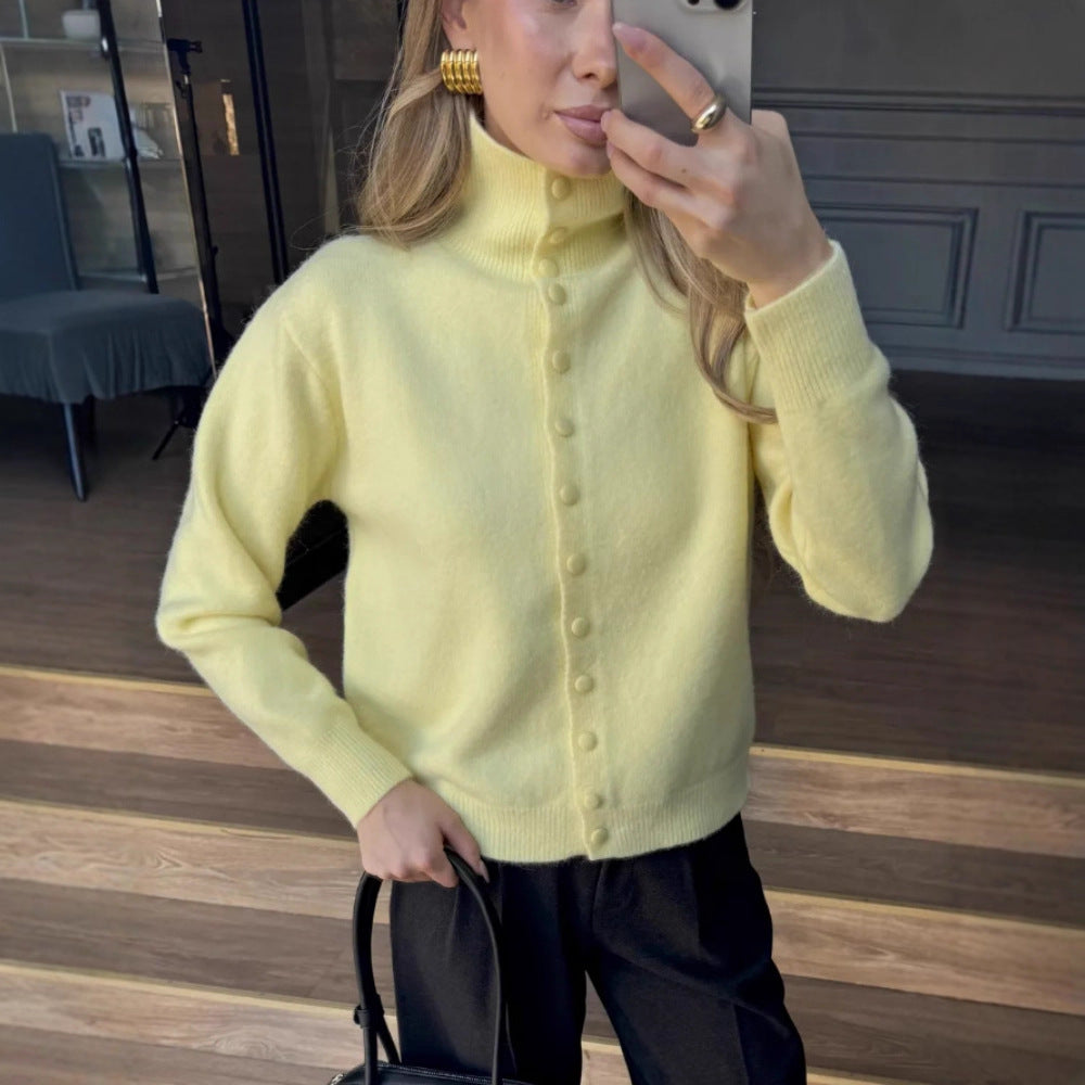 Damen Eleganter Pullover mit Knopfleiste Drune