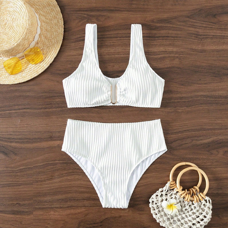 Damen Hochgeschnittener Bikini mit dekorativem Clip Drune