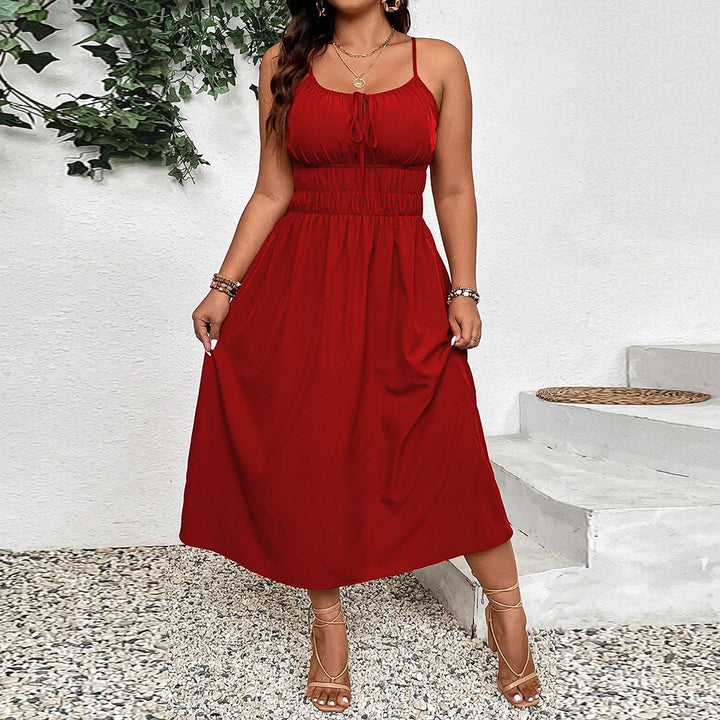 Damen Maxikleid mit verstellbaren Trägern und elastischem Bund Drune
