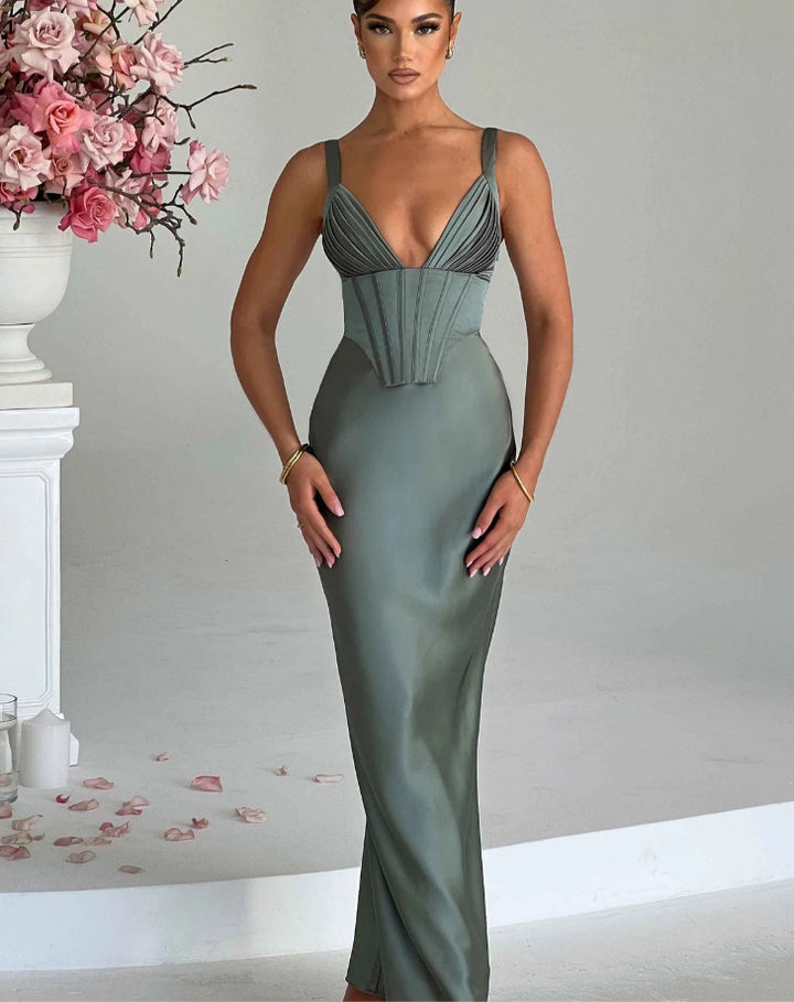 Damen Abendkleid mit Korsett-Oberteil und schimmerendem Finish Drune