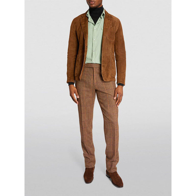 Herren Eleganter Wildlederblazer mit modernen Taschen und lässigem Schnitt Drune