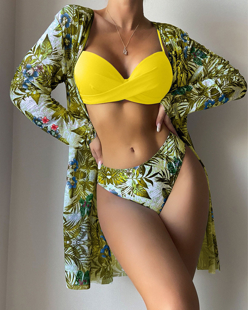 Damen Strandkimono mit floralem Design und langen Ärmeln Drune