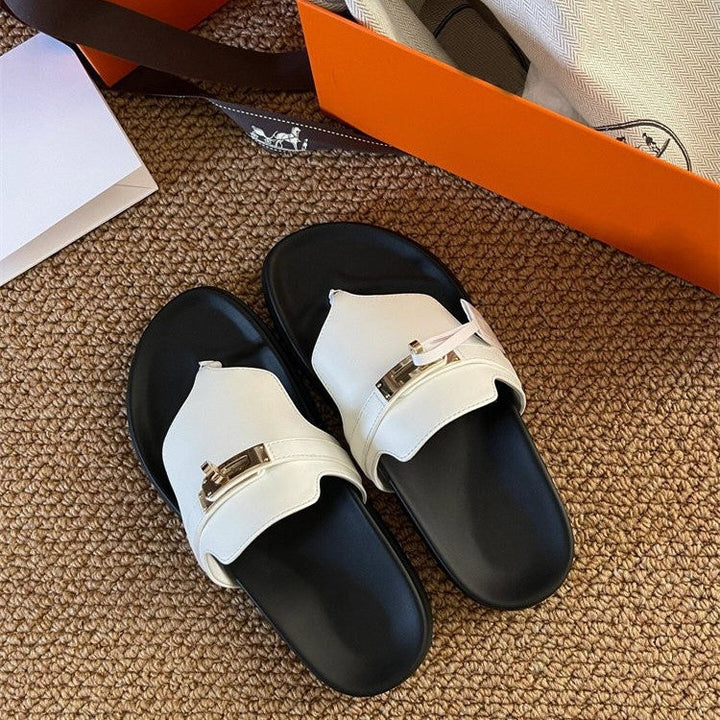 Damen elegante Zehentrenner-Sandalen mit luxuriösem Riemendesign und Komfortfußbett Drune