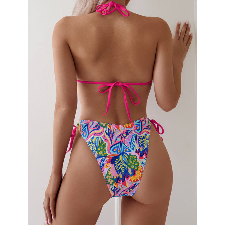 Damen Triangel-Bikini mit verspieltem Muster und verstellbaren Bindebändern Drune