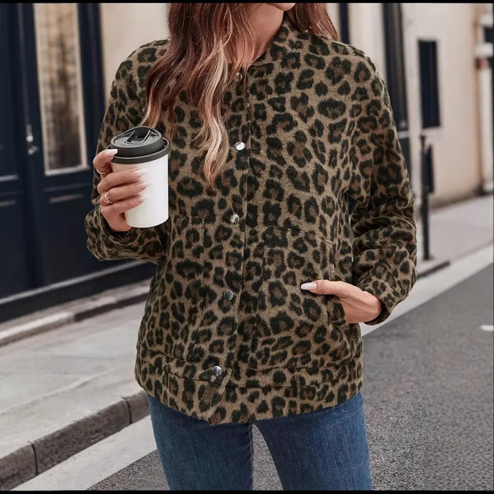 Damen Fleecejacke im trendigen Leopardenmuster Drune