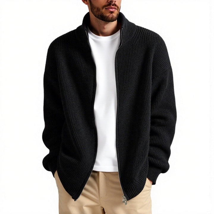 Herren Strickjacke mit hohem Kragen und praktischem Reißverschluss Drune