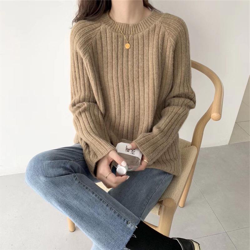 Damen gemütlicher Rippenstrickpullover Drune