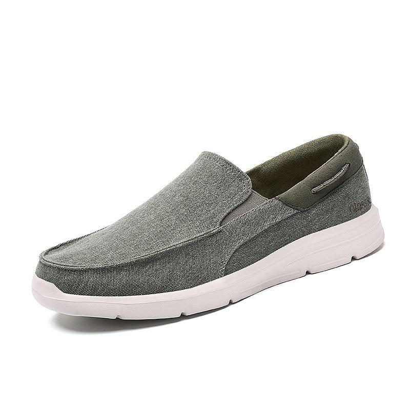 Herren nan legerer Canvas-Slipper mit elastischem Einsatz und stoßdämpfender Leichtsohle Drune