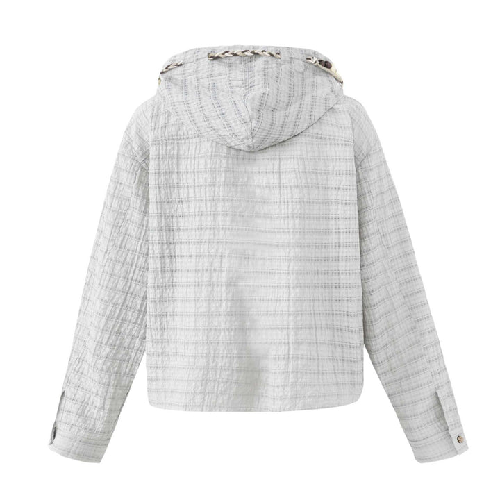 Damen Leichte Kapuzenjacke im Boxy‑Cut mit Holzknopfverschluss Drune