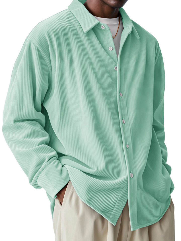 Herren nan oversized Kordhemd mit feiner Rippenstruktur und Relaxed-Fit Drune