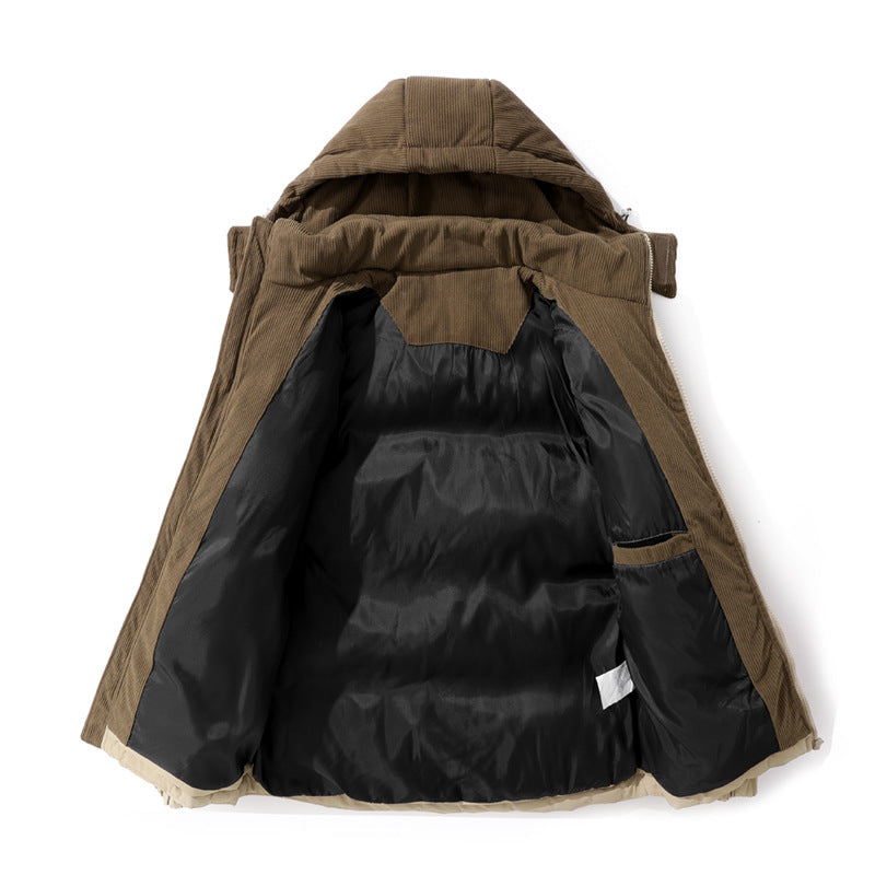 Damen Stepp-Winterjacke mit Cord-Schulterdetail, Kapuze und Zwei-Wege-Reißverschluss Drune