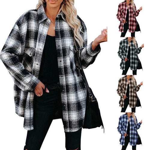 Damen Karo-Hemdjacke aus weichem Flanell mit praktischen Taschen Drune
