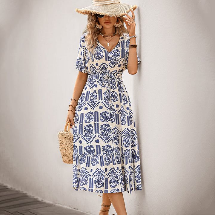 Damen Maxikleid mit floralen Mustern und elegantem Schnitt Drune