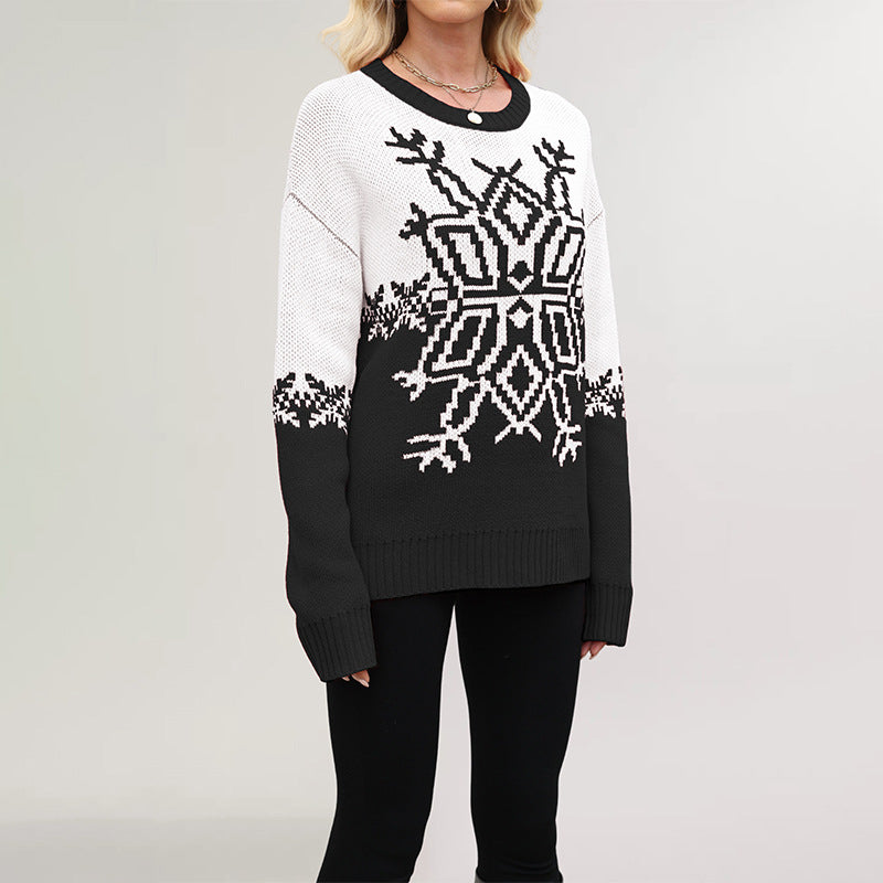 Damen Oversized Weihnachtsstrickpullover Drune