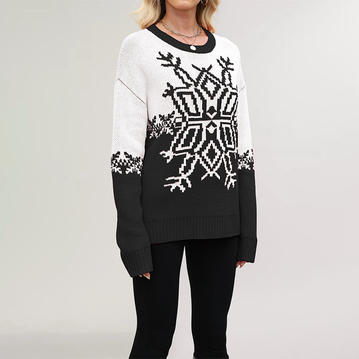 Damen Oversized Weihnachtsstrickpullover Drune