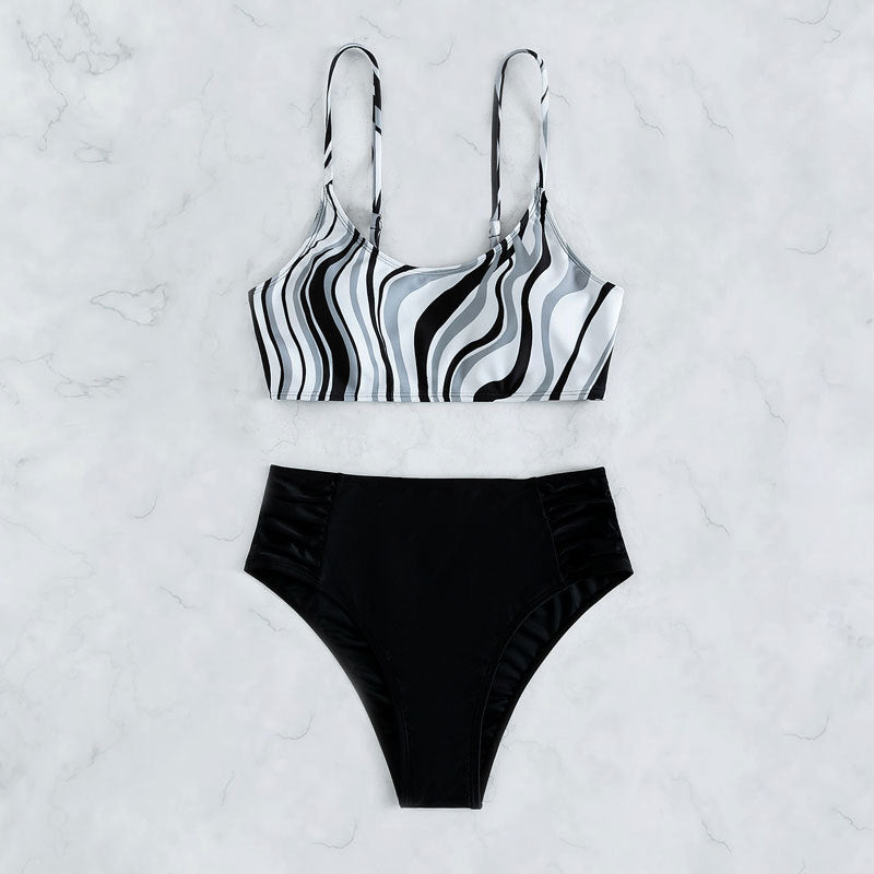 Damen Hochgeschnittener Bikini mit wellenförmigem Oberteil Drune