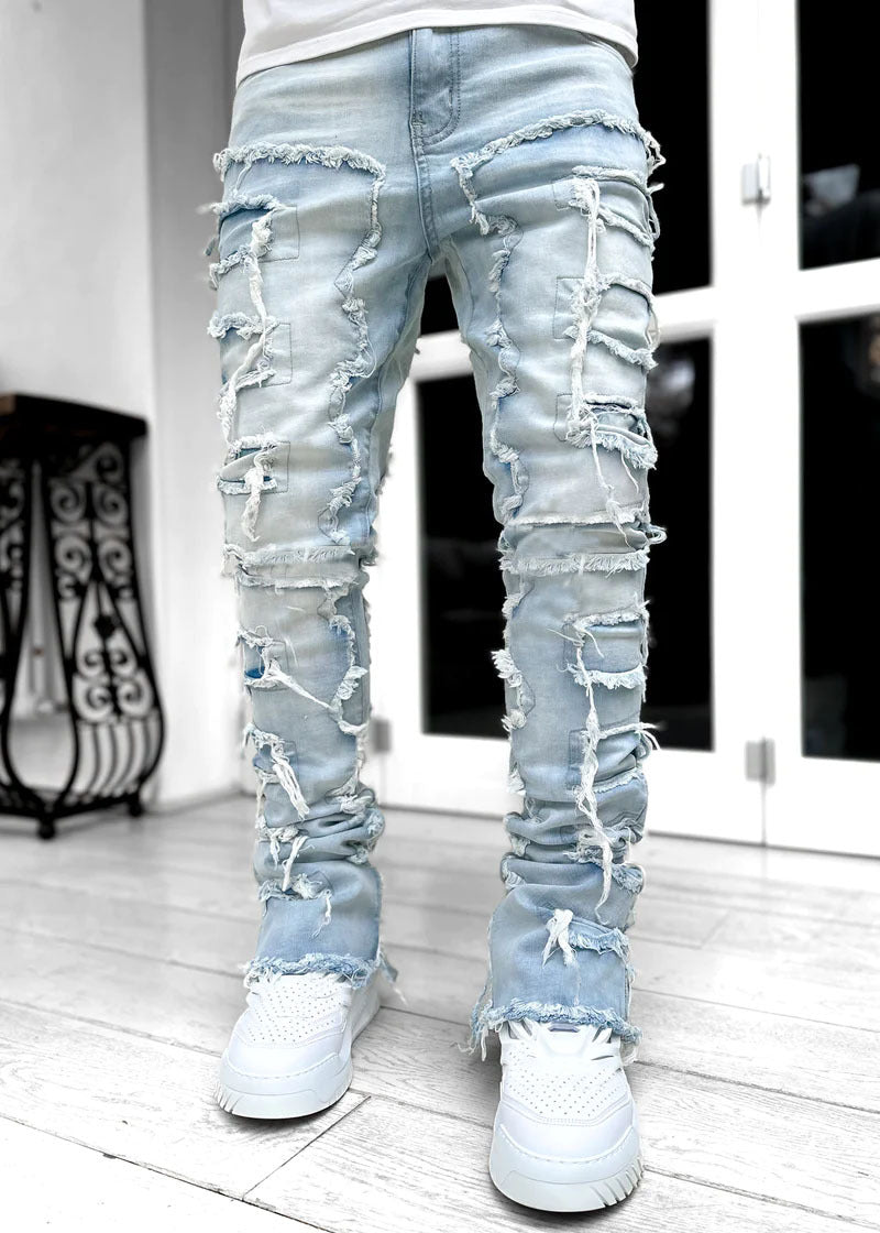 Herren Zerrissene Denim-Hose im lässigen Stil mit einzigartigem Design Drune