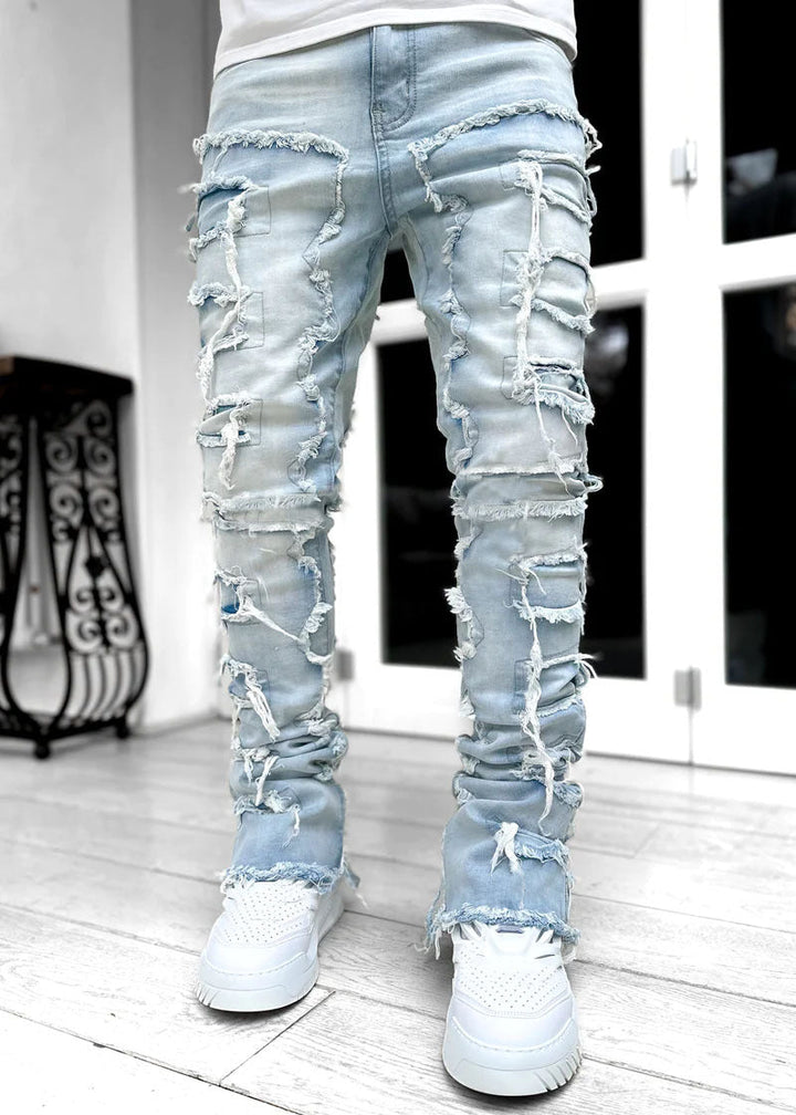 Herren Zerrissene Denim-Hose im lässigen Stil mit einzigartigem Design Drune