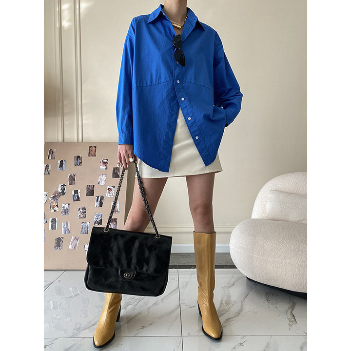 Damen lässige Hemdbluse mit modischem Streifenmuster und oversized Schnitt Drune