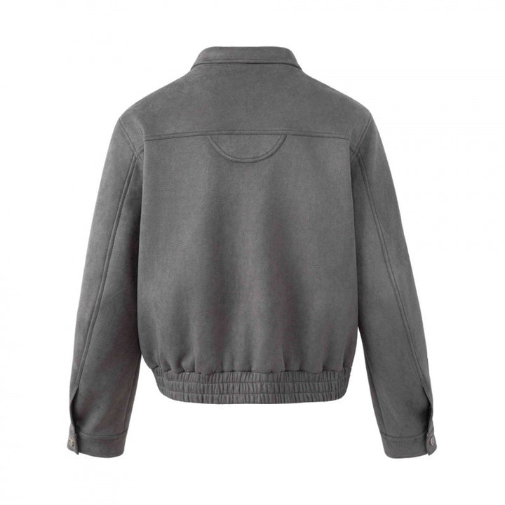 Herren Kurz geschnittener kastiger Blouson im Veloursleder‑Look mit aufgesetzten Reißverschluss‑Taschen und Metalldetail Drune