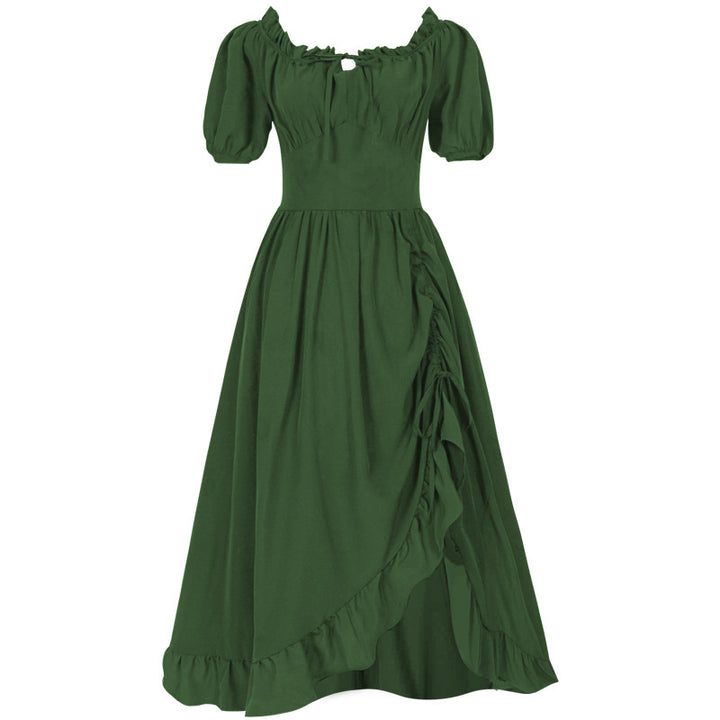 Damen nan romantisches Maxikleid mit Carmen-Ausschnitt, Puffärmeln, tailliertem Mieder und seitlicher Raffung Drune