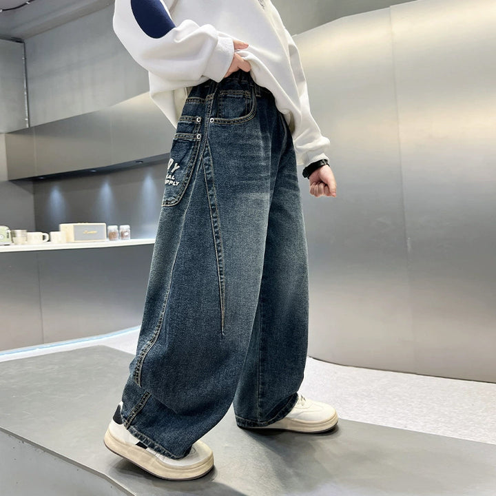 Unisex weite Denim Hose mit kreativen Gestaltungselementen Drune