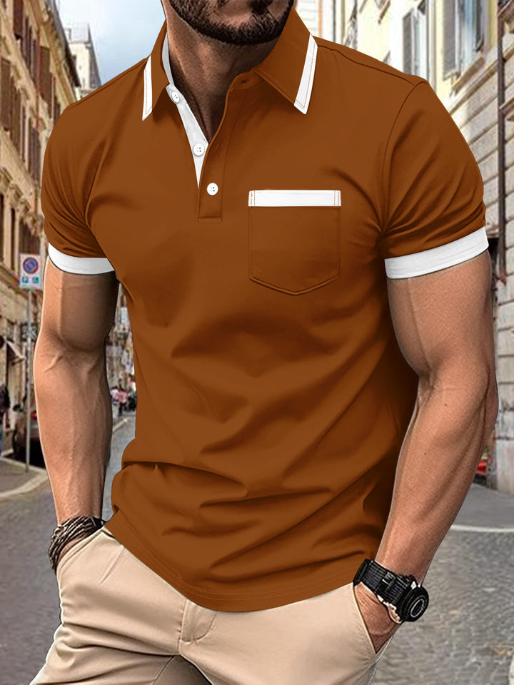 Herren modernes Polo-Shirt mit Kontrastkragen Drune