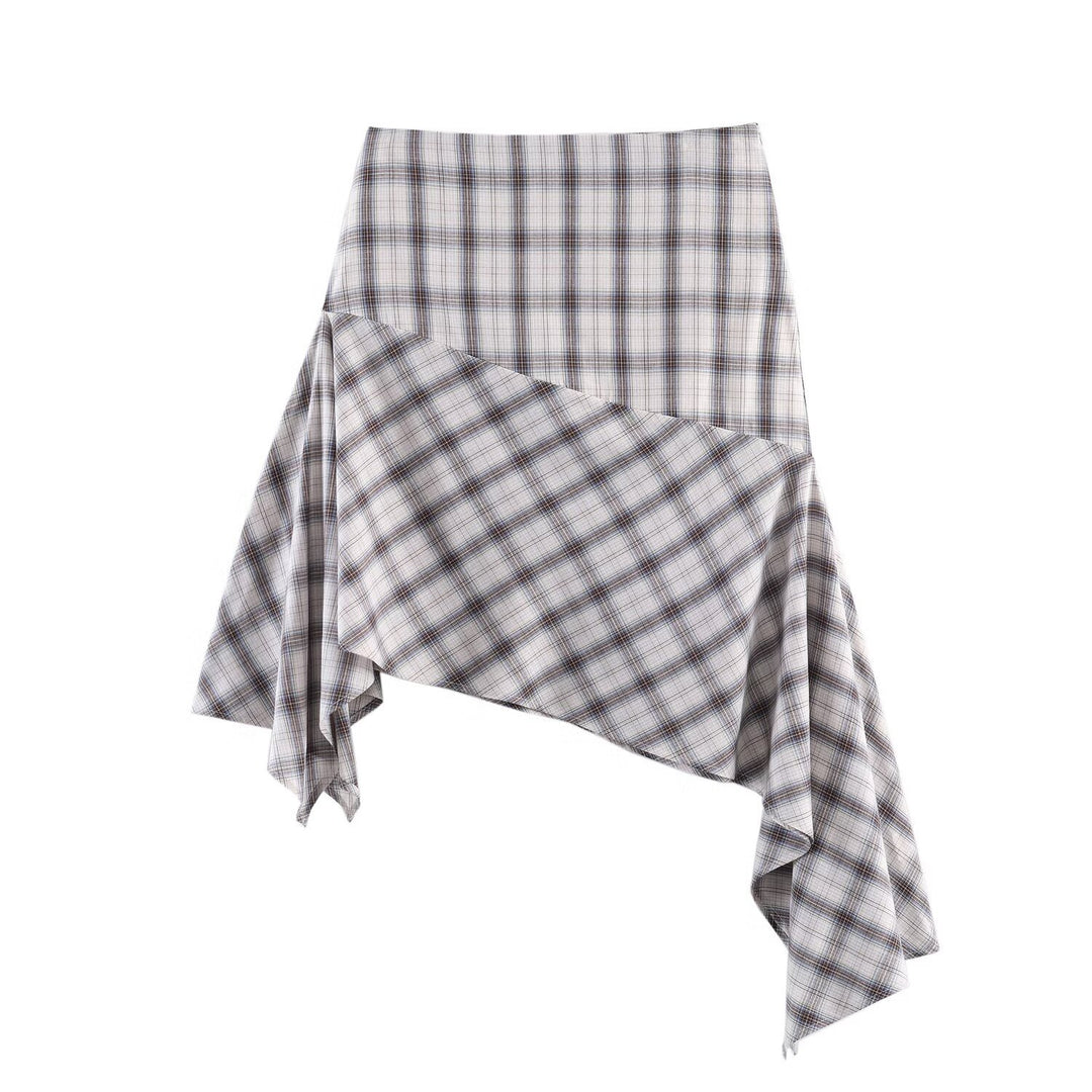 Damen Karierte Carmen‑Bluse mit weitem Ausschnitt, Ballonärmeln und elastischem Saum Drune