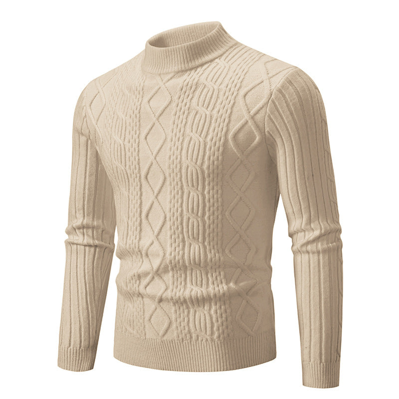 Herren Strukturierter Mockneck-Zopfstrickpullover Drune