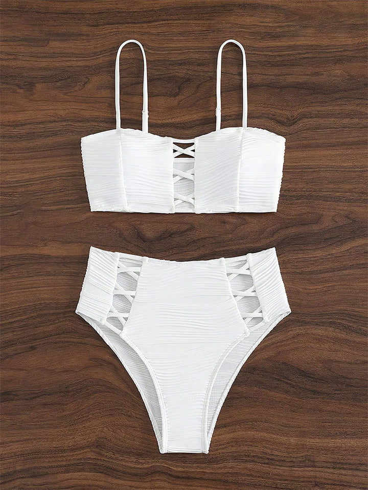 Damen Bikini-Set mit strukturierter Oberfläche und dekorativen Einsätzen Drune
