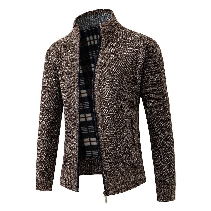 Herren elegante Strickjacke mit hohem Kragen und praktischem Reißverschluss Drune