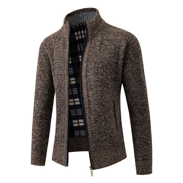 Herren elegante Strickjacke mit hohem Kragen und praktischem Reißverschluss Drune