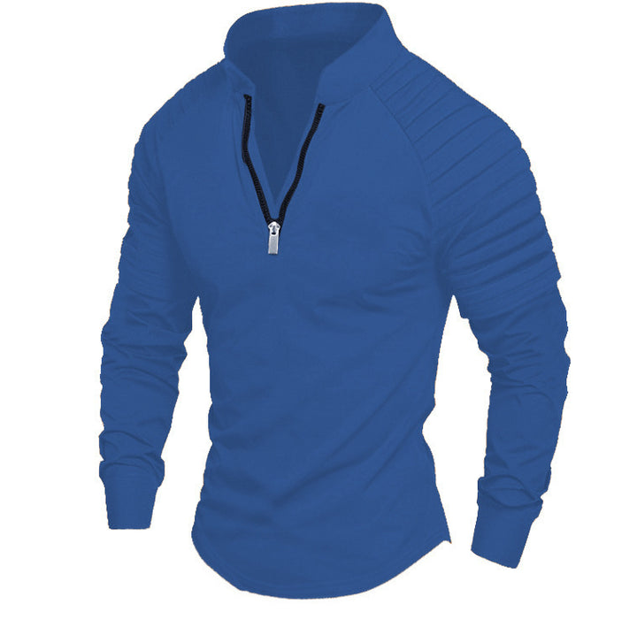 Herren Slim-Fit Troyer mit gesteppter Schulterpasse und halbem Reißverschluss Drune