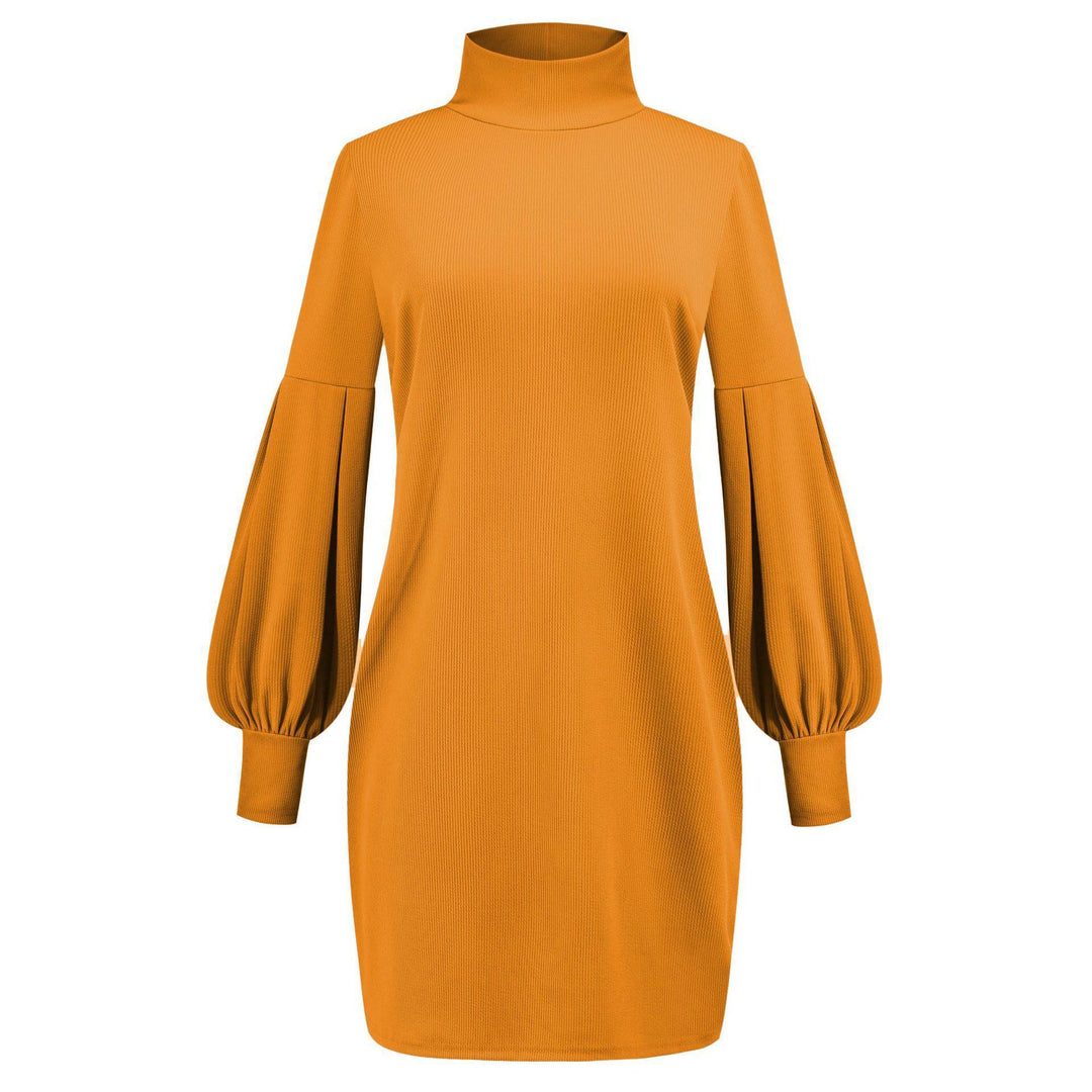 Damen Kleid mit hohem Kragen und voluminösen Ärmeln Drune