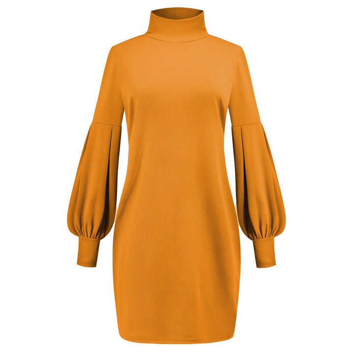 Damen Kleid mit hohem Kragen und voluminösen Ärmeln Drune