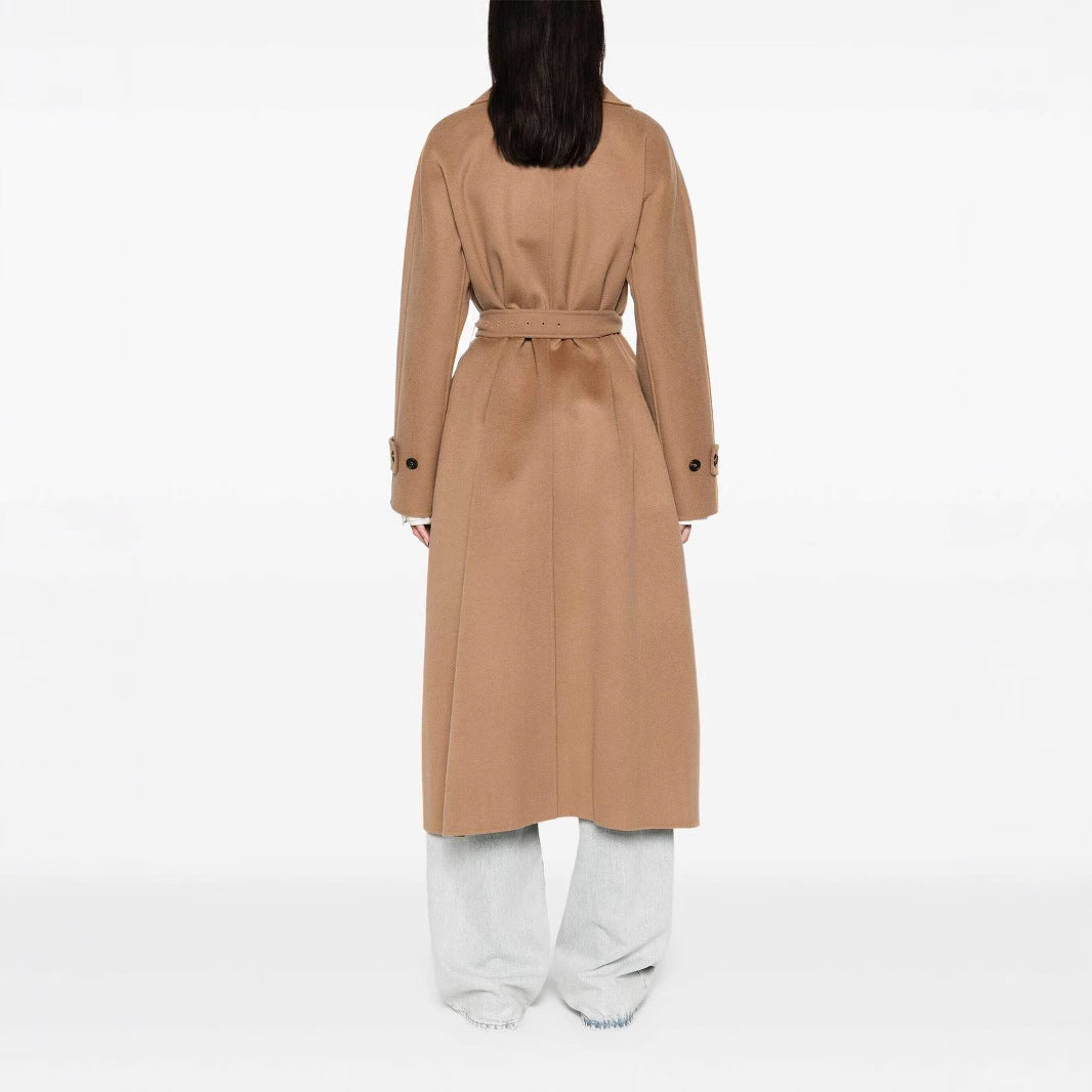 Damen Wickelmantel aus Wollmix mit Taillengürtel und Oversize-Schulter Drune