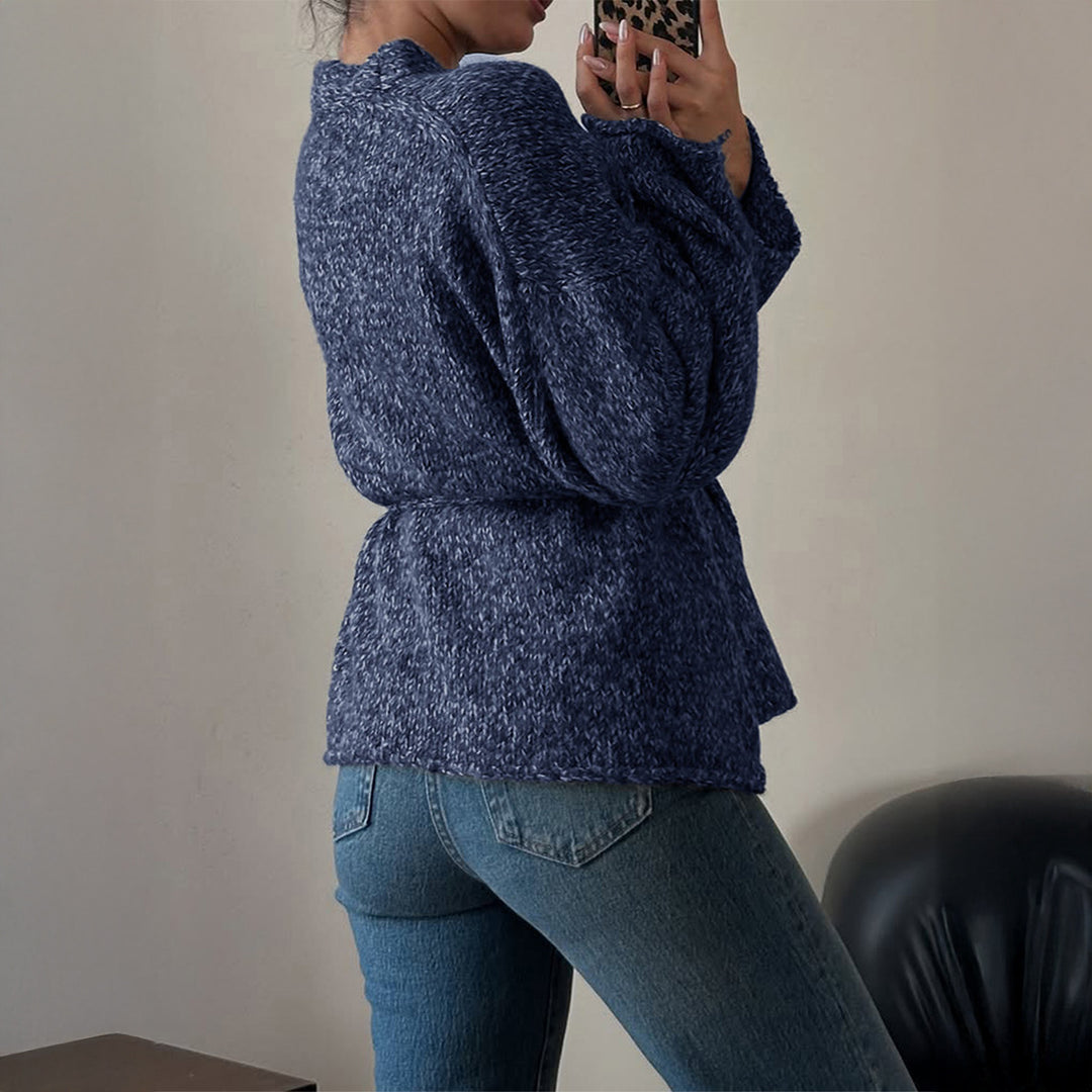 Damen nan oversize Bouclé-Strickjacke mit Taillengürtel und Kimonoärmeln Drune