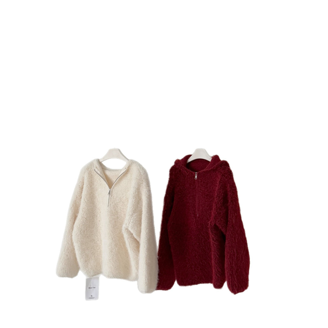 Damen Flauschiger Kapuzenpullover Drune