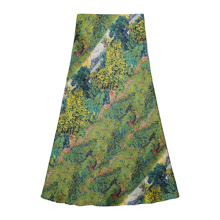 Damen nan fließender Midirock mit floralem Print und A-Linie aus satinähnlichem Stoff Drune