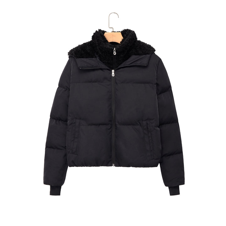 Damen Kurze Steppjacke mit Teddykragen Drune